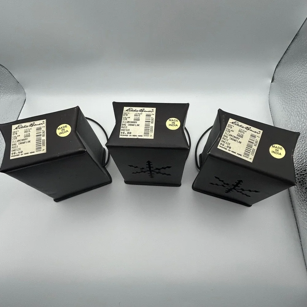 Vintage Eddie Bauer Illuminary Bag Snowflake Tea Light‎ Candle Holder Set of 3